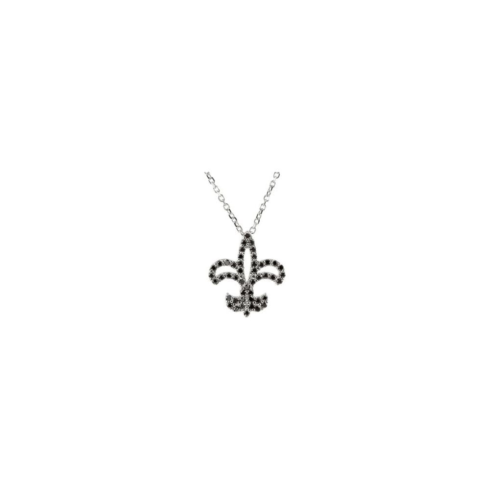 14k White Gold 1 4 Ct Diamond Fleur De Lis 16" Necklace by