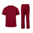 thumbnail image 3 of Domuza Scrub Set For Men With V-Neck Multiple Pocket Top with Elastic Waistband Pant Wine XL, 3 of 5
