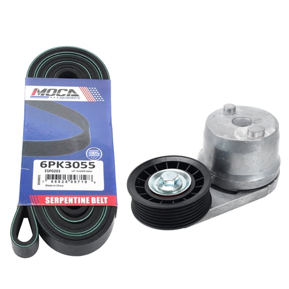 MOCA AUTOPARTS Accessory Drive Belt w/ Tensioner Set Fit for Chevrolet Silverado GMC Sierra