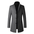 thumbnail image 2 of QHFBli Modern Mens Trench Coat Men's Formal Trench Fit Prom Jacket Suit Lengthened Stand Collar Banquet Coats Solid Color Long Grey L, 2 of 4