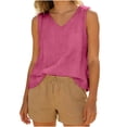 thumbnail image 5 of Sevevn Women's Sleeveless V Neck Linen Tank Tops Casual Loose Fit Pocket Summer Blouse Hot Pink 2XL, 5 of 9