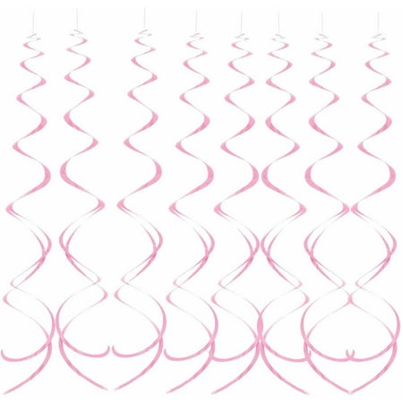 Swirl Hanging Decorations, 26 in, Light Pink, 8ct