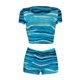 thumbnail image 5 of SAYOO Blusa de manga corta impresa a rayas y shorts ajustados elásticos SAYOO moda, 5 of 8