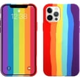 thumbnail image 1 of Compatible con iPhone 12 Pro Max 6.7 pulgadas Funda de silicona líquida suave arcoíris [Protección contra caídas] [Esquinas que absorben los golpes], 1 of 8