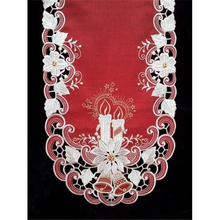 

H8963-R1 Poinsettia & Candles Oval Runner 14 x 28 in.