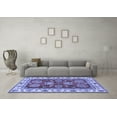 thumbnail image 3 of Ahgly Company Machine Washable Indoor Square Oriental Blue Traditional Area Rugs, 4' Square, 3 of 4