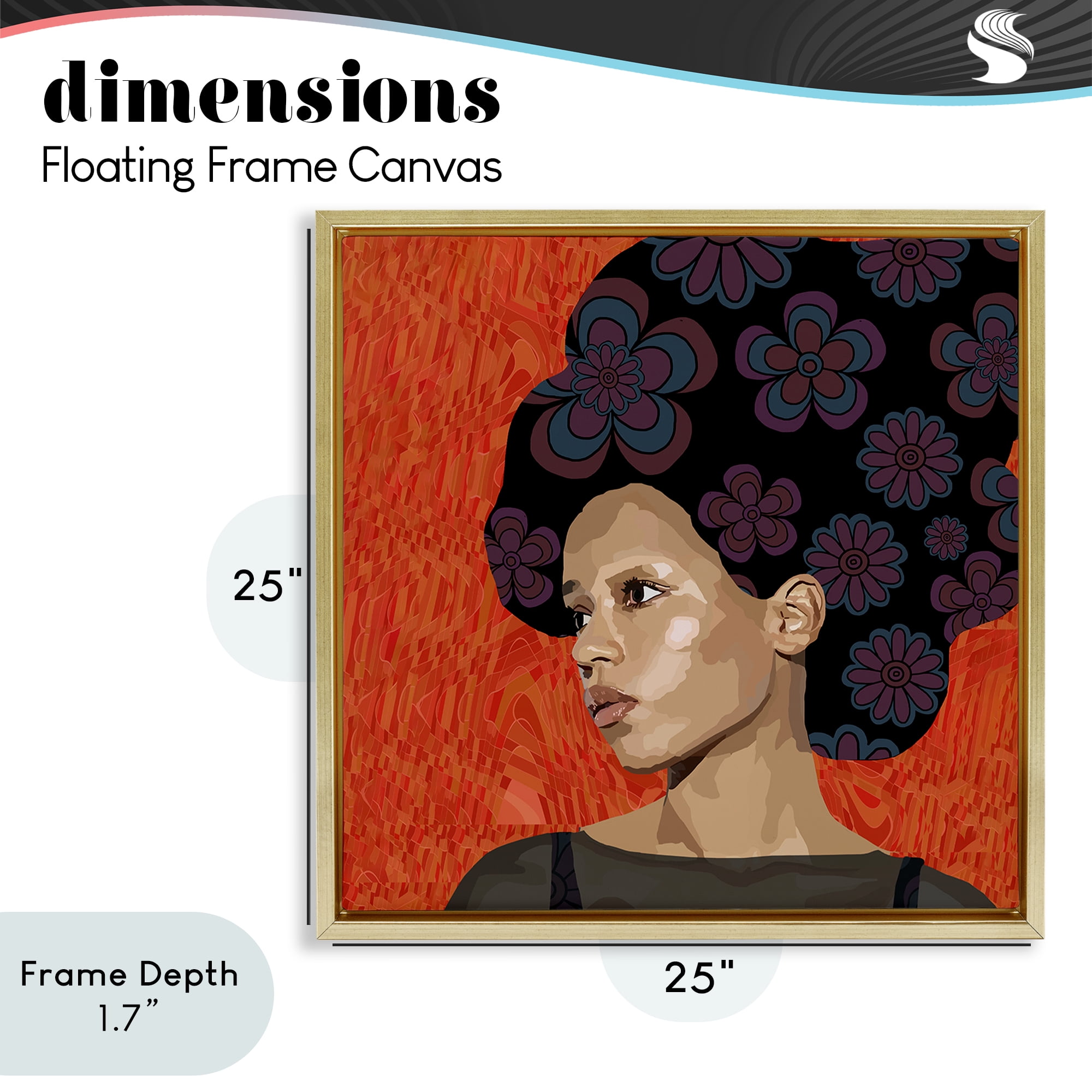 Stupell Industries Portrait Of A Dreamer Gold Framed Floater Canvas Wall Art, design by Lynnda Rakos