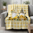thumbnail image 2 of Gnomes Sunflowers Blanket Soft Cozy Warm Throw Blanket for Couch, Plush Fuzzy Flannel Fleece Blankets for Sofa, Pastoral Botanical Yellow Plaid Bed Blankets Lightweight Gifts for Women, 50"x60", 2 of 9