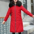thumbnail image 2 of TFEOQRY Women's Cotton Parkas Padded Coats Casual Solid Color Knee Hooded Long Sleeve Thermal Cotton Jacket Black, 2 of 9