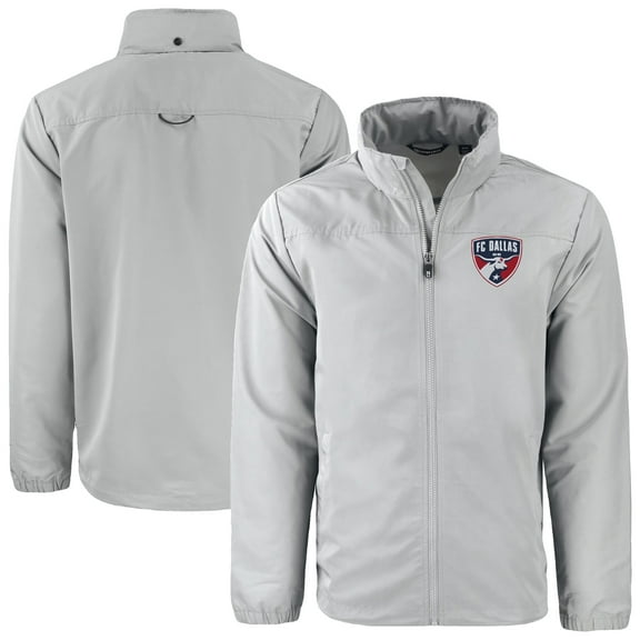 Men's Cutter & Buck  Gray FC Dallas Big & Tall Charter Eco Knit Recycled Full-Zip Hoodie Jacket