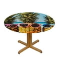 thumbnail image 3 of JEUXUS Round Table cover Cute Pineapple on The Beach Fitted Elastic Waterproof Wipeable Table Cloth Cover Decor Table Pad Cover for Party Dinning Room Picnic-Small, 3 of 7