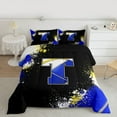 thumbnail image 2 of Feelyou Initial T Letter Bedding Comforter Set, Blue Watercolor Artwork Twin Comforter Sets, Cartoon Basketball Print Reversible Bedding Set, Ultra Soft Bedroom Decor, 2pcs, 2 of 8