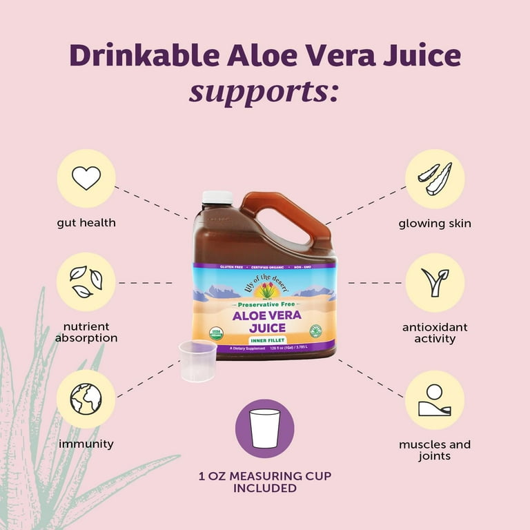 Lily of the Desert Aloe Vera Juice - Organic, Preservative-Free Inner  Fillet Aloe Vera Drink with Natural Digestive Enzymes for Gut Health,  Stomach ...