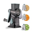 thumbnail image 2 of M Buder Rotary Cheese Grater with 3 Interchangeable Blades, Hand Crank Cheese Shredder Vegetable Chopper , Mandoline Slicer, Suction Base, Gray, 2 of 10