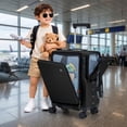 thumbnail image 6 of TABU Carry on Luggage with Detachable Side Bag, Zipperless PC Hard Shell Suitcase, Front Opening Suitcase, 360° Spinner Wheels, TSA Locks, USB Port, Black, 6 of 10