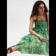 thumbnail image 5 of Vestido Tubo de Verano para Mujer, Liso, Sin Tirantes, con Hombros Descubiertos y Volantes. Verde M, 5 of 7