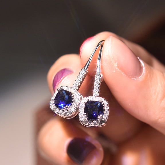 Women S925 Silver Garnet Diamond Stud Earrings