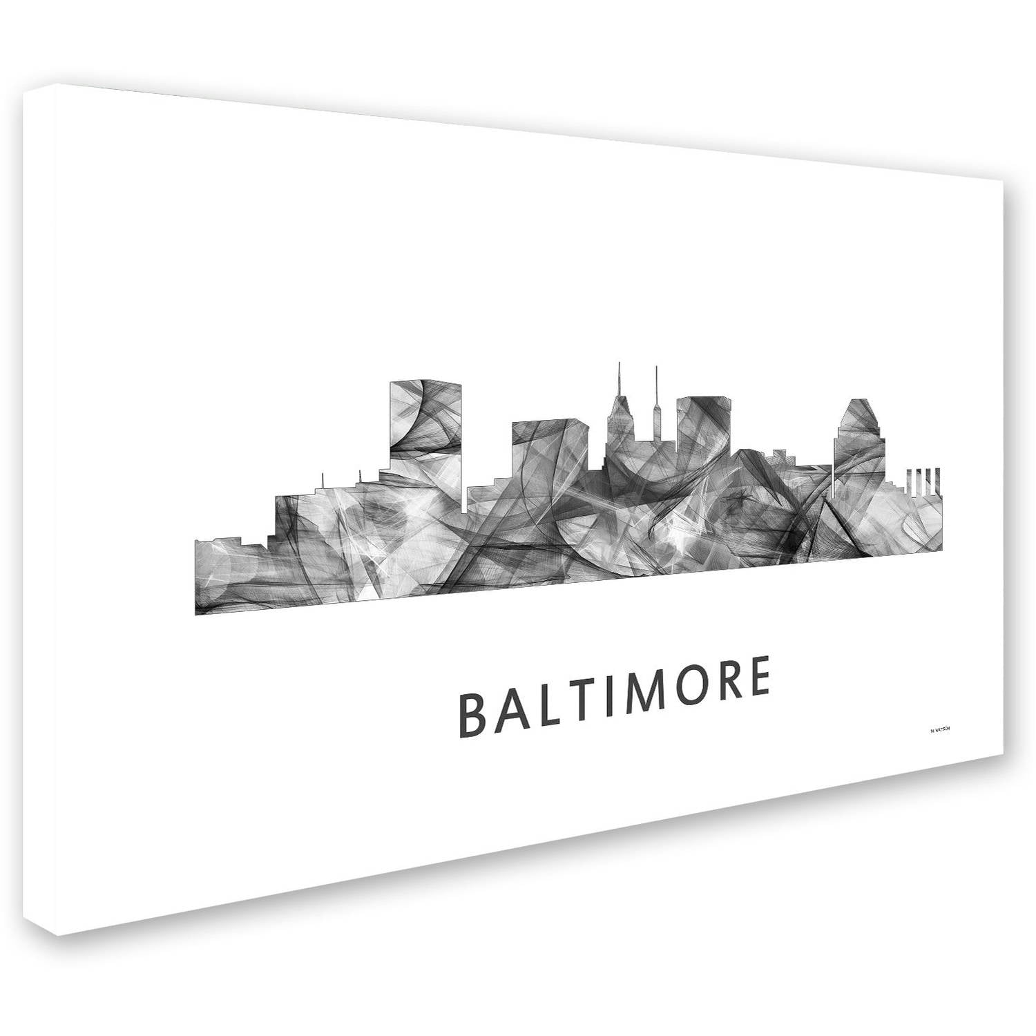 Trademark Fine Art 'Baltimore Maryland Skyline WB-BW' Canvas Art by Marlene Watson