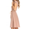 thumbnail image 2 of Women's Casual Solid Flared A Line Swing Dresses Short Sleeve With Belt Trim, 2 of 6