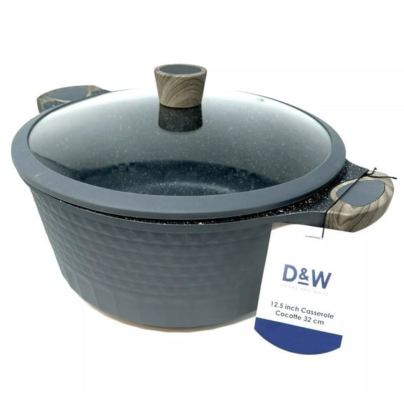 Deane & White D&W Casserole Stock Pot Nonstick With Lid 10.3-QT, 12.5” Cookware