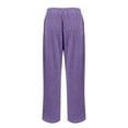 thumbnail image 5 of WTOBBY Women's Casual Wide Leg Elastic Waist Ribbed Knit Loose Bottoms with Pockets Soft Lounge Pants for Home,Purple 2XL, 5 of 8