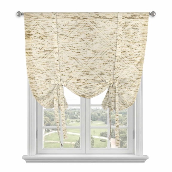 Beige Flowers Balloon Curtains for Windows, Bedroom Curtains 54 Inch Length, Spring Floral Farmhouse Retro Art Tie Up Curtains Panels Thermal Insulated Bathroom Curtains Window 42"x54"