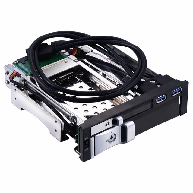 Hard 5.25 inch Internal Dual Slot Hard Disk Case 2.5+3.5 inch HDD/SSD Enclosure Tool-free Design with 2 USB3.0 Ports Safety Locks Not Inclube Hard Disk
