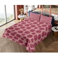 thumbnail image 4 of Ambesonne Emoji Fitted & Top Sheet Set with Shams, Funny Round Faces Modern Art, Pale Ruby Magenta, 4 of 5