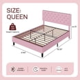 thumbnail image 5 of 4 EVER WINNER Queen Bed Frame, Upholstered Platform Bed with Button Tufted Headboard, Faux Leather Bed Frame with Wooden Slats Support, No Box Spring Required, Easy Assembly, Pink, 5 of 8