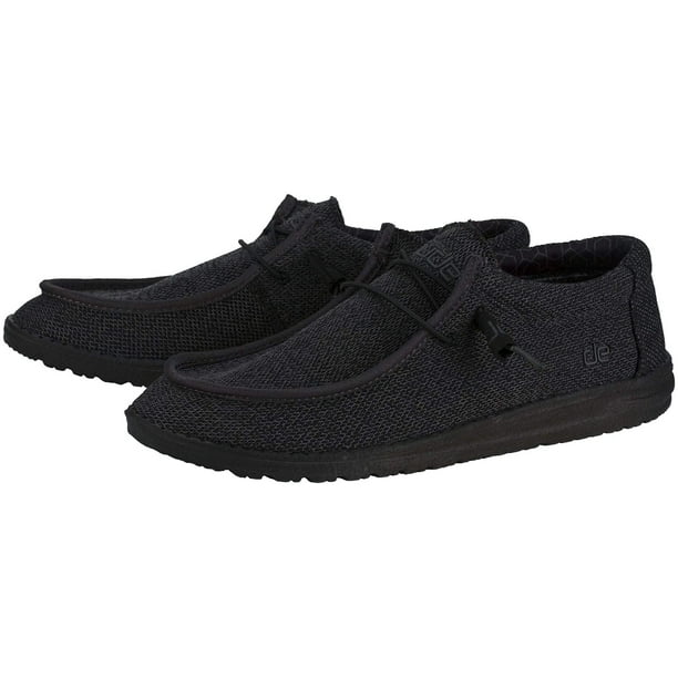  Hey Dude Men's Wally Sox Micro Total Black Size 4, Men's  Loafers, Men's Slip On Shoes, Comfortable & Light-Weight