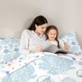 thumbnail image 4 of Manfei Coral Starfish Jellyfish Seashell Full Size Comforter Sets for Kids Boys and Girls, Watercolor Blue White Bedding Sets, Stars Reversible 3-Piece, 1 Comforter and 2 Pillowcases, 4 of 6