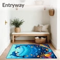 thumbnail image 3 of ODIKA 5'x7' Machine Washable Non-Slip Area Rug, Underwater Wonders Round Bright Ocean Animal Floor High Traffic Rug, Blue, 85280, 3 of 7
