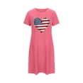 thumbnail image 5 of Bovxnpu Independence Day Womens Nightgowns Sleepshirts Nightshirts Pajama Dress Midi Dress Plus Size Print Crew Neck Sleepwear, 5 of 7