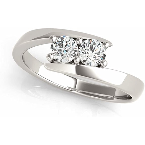 JewelMore Two-Stone Forever Us Ring 1/2 ct tw Diamonds 14K White Gold IGI USA Certified (H-I / I1-I2)