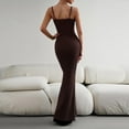 thumbnail image 4 of Siilsaa Women's Sexy Lounge Slip Long Dress Elegant Sleeveless Backless Ribbed Bodycon Maxi Dresses Brown,M, 4 of 4