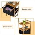 Bamboo Bathroom Shelf 3Tier towwer w/ Mirror Storage Organizer Rack