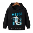 thumbnail image 3 of Conjunto de sudadera con capucha y pantalones de terciopelo para niños y niñas con estampado de Messi 2024, 3 of 5