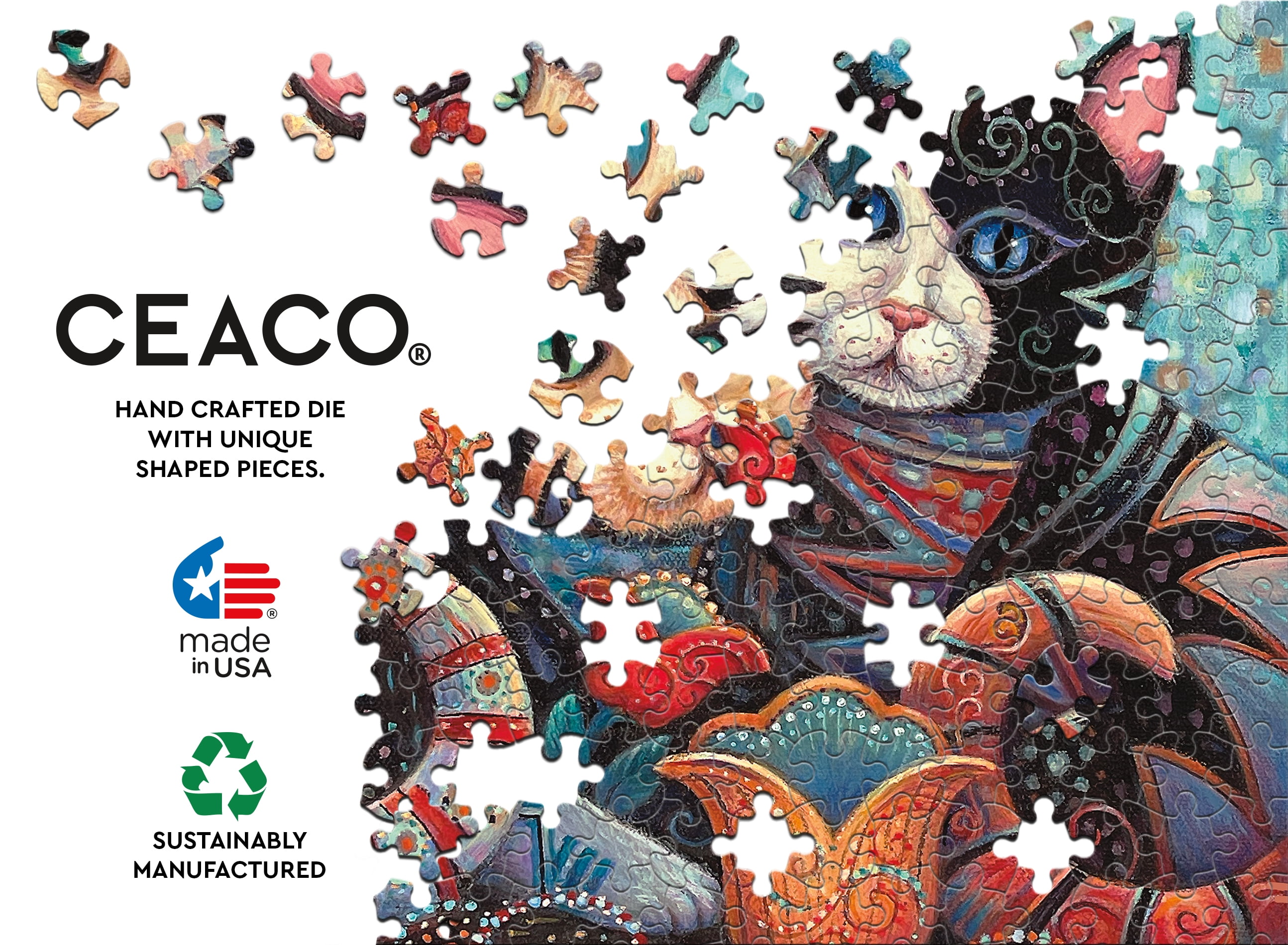 Ceaco 550-Piece Kleo Kats Kindred Spirits Interlocking Jigsaw Puzzle