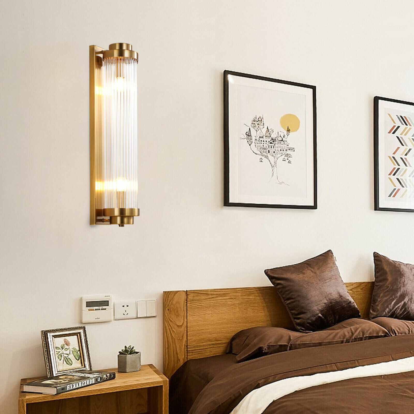Modern Indoor Wall Light Fixture Glass Bedroom Bedside Lighting Sconce Lamp Wall Lamp Simple Style Fixture for Bedroom Porch 110V
