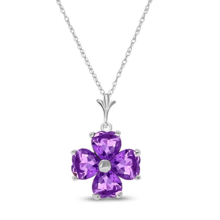 Galaxy Gold 14K Solid Gold 3.8 Carat Natural Amethyst Necklace for Women - White Gold Fine Jewelry