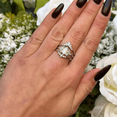 thumbnail image 2 of Three Piece Vintage Diamond Halo Wedding Ring Set in 925 Sterling Silver - Birthday Anniversary Ring For Wife, 2 of 6