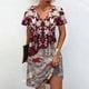 thumbnail image 1 of Puntoco Vestido De Manga Corta Con Cuello En V, Vestido Midi De Manga Corta Con Cuello En V Estampado De Verano Para Mujer Rojo Xxl, 1 of 5