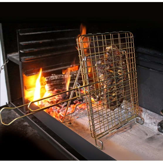 Lifespace Ultimate Live-Fire Cooking Bundle - Grill Basket   Folding Stand   Double Rib Stand