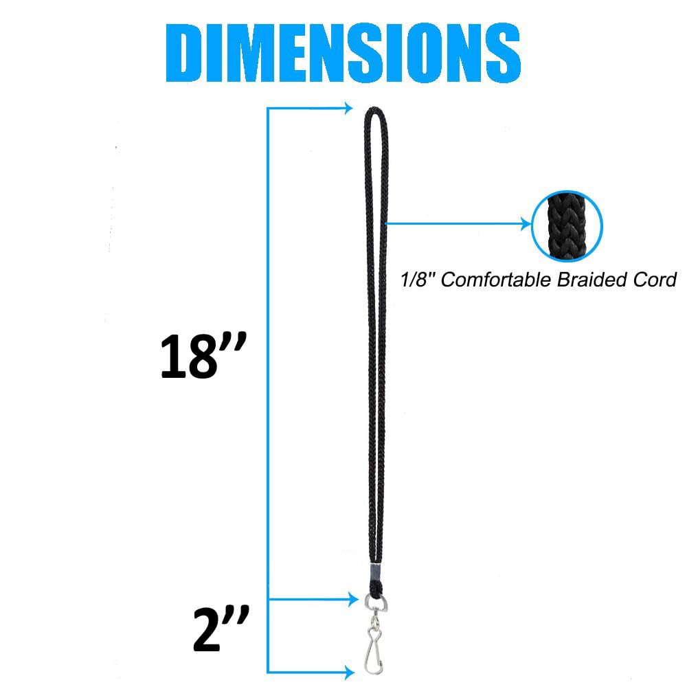 120 Black Lanyards Bulk Round 36" With Swivel J Hook For Id Name Badge Holder  Vip School Conference Festival And Hang Keys