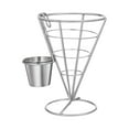 thumbnail image 1 of CSChome Support de Frites Panier avec Trempette Support de Frites Collations Apéritifs Cône en Acier Inoxydable Restaurant Buffet, 1 of 6