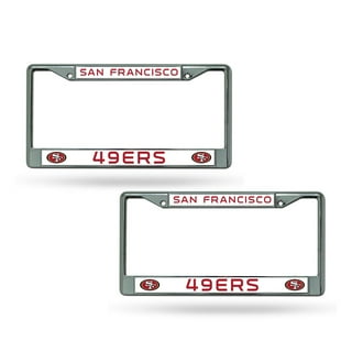 : NFL San Francisco 49ers Premium Chrome Zinc Alloy Team License  Plate - 4 Screw Frame with 3D Molded Color Chrome NFL Logo - Chrome  Background and Team Colors Complement Any Color