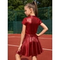 thumbnail image 4 of Haitryli Girls Metallic Crop Tops with Shiny Pleated Skirt Rave Dance Outfits Cheer Outfit for Hip-hop Red 10-14, 4 of 5