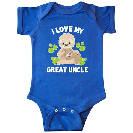 

Inktastic Cute Sloth I Love My Great Uncle with Green Leaves Gift Baby Boy or Baby Girl Bodysuit