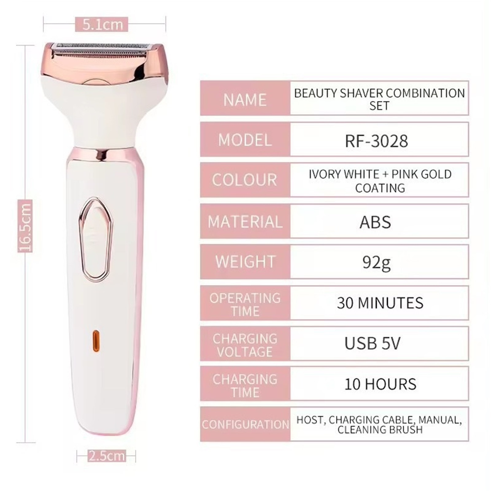 4-in-1 Women's Electric Hair Remover Rechargeable Body Hair Removal Tool Set Nose Hair Lip Hair Eyebrow Trimmer Face Body Hair Grooming Set for Women