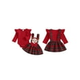 thumbnail image 2 of 2-Piece Baby Toddler Girls Clothing Set 0 3 6 12 18 Months Ruffles Long Sleeve Romper Reindeer Plaid Bow Overall Skirt Outfits, 2 of 9